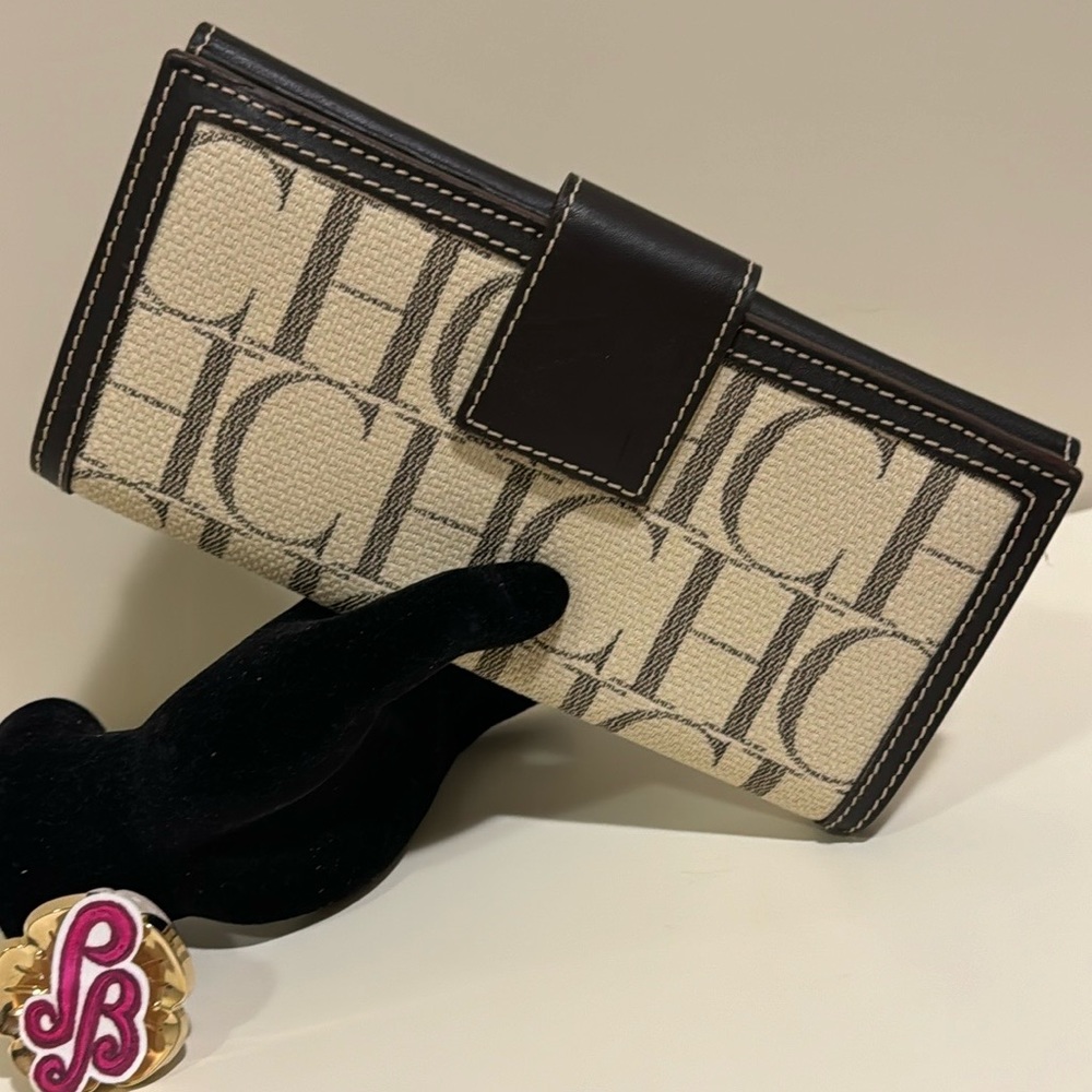 Carolina Herrera Monogram Leather Wallet